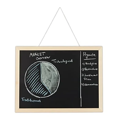 Afbeelding van Relaxdays krijtbord met houten lijst memobord memoboard voor aan de muur zwart 30 x 40 cm