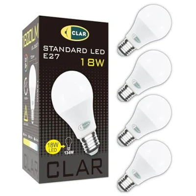 Afbeelding van CLAR LED E27 Lamp 4000K Neutraal Licht, 18W (4 Stuks)
