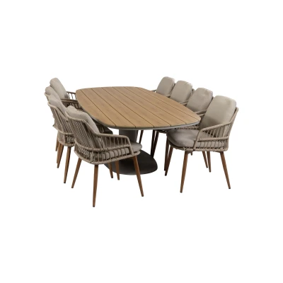 Afbeelding van Normin 9 delige tuinset 8 Isabel tuinstoelen Tuintafel Tower 260cm
