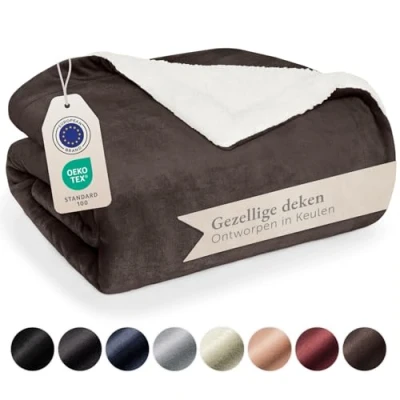 Afbeelding van Blumtal pluizige Sherpa deken hoogwaardige deken, fleece superzachte fleecedeken als bankhoes, sprei of woonkamerdeken, 130 x 150 cm, Grijs