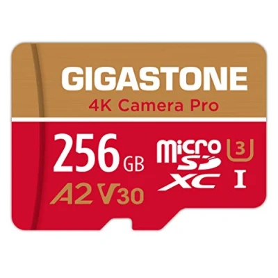 Afbeelding van Gigastone 256GB micro sd geheugenkaart, 4K Camera Pro, SDXC UHS I A2 U3 V30, 100/60 MB/s lees en schrijfsnelheid, UHD video opname, geschikt voor Nintendo Switch, Compactcamera’s, GoPro action cam, Android Smartphones, card