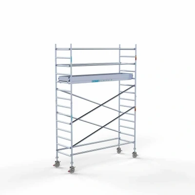 Afbeelding van Euroscaffold Rolsteiger Original L305xB90cm 5.20m werkhoogte Gebruik tegen de gevel Houten Deck