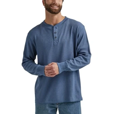 Afbeelding van Wrangler Authentics Heren HenleyHenley Shirt met lange mouwen en wafel, Vintage Indigo, L