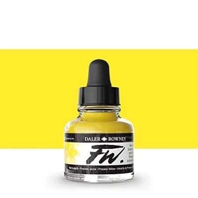 Afbeelding van Daler Rowney acryl verf FW acrylverf, 29,5 ml flessen, verschillende kleuren 29.5ml (1oz) Process Yellow