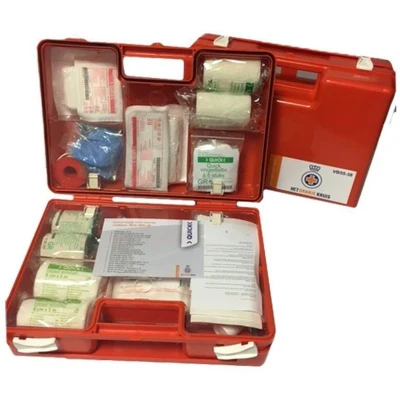 Afbeelding van EHBO verbandkoffer BHV (Oranje Kruis 2021 goedgekeurd). De koffer is inclusief wandbeugel en bevestigingsmateriaal! kit voor zakelijk thuis gebruik.