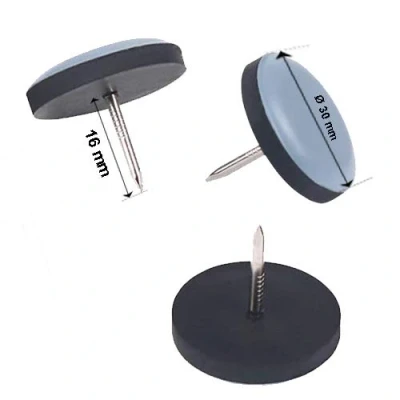 Afbeelding van Teflon meubelglijders rond met spijkers Ø 30 mm, 16 stuks 5 mm dik / PTFE coating/teflon glijders/stoelglijders