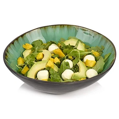 Afbeelding van Sänger Saladeschaal Palm Beach van aardewerk, slabord, kom, uniek design, 1800 ml, premium collectie