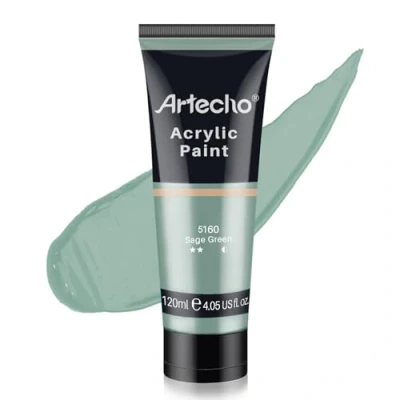 Afbeelding van Artecho Acrylverf, saliegroen, 120 ml, voor hout, stof, handwerk, canvas, leer en steen, acrylverf om te schilderen, geschikt beginners professionele schilders