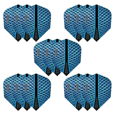 Afbeelding van Harrows Silika No6 dartpijlen 5 x sets (15 flights totaal) I 100 micron premium extra sterk gemaakt in het Verenigd Koninkrijk, professionele dartaccessoires, blauwe