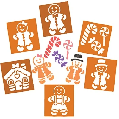 Afbeelding van Baker Ross FE931 Speculaaspop stencils pak van 8, wasbare voor kinderen om kaarten, afbeeldingen, schilder en drukprojecten te versieren
