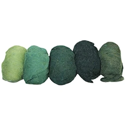 Afbeelding van Rayher Hobby 5363700 Pure scheerwol, gemêleerd, vlies, 5 kleuren á 20 g, (totaal 100 g), groentinten, 100% wol om te vilten, sprookjeswol, viltwol