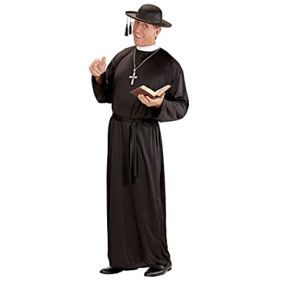 Afbeelding van Widmann Monnik &amp; Pater Priester Kostuum Zegenende Man Zwart Large Carnavalskleding Verkleedkleding