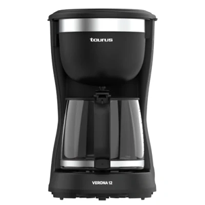 Afbeelding van Taurus Koffiezetapparaat Verona 12, 680 W, 1250 ml, Intense Flavour Tech, verwarmingsplaat, wasbaar permanent filter, druppelvrije glazen kan, compact design in matzwart, BPA vrij