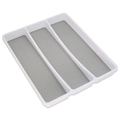 Afbeelding van Addis Premium Soft Touch 3 Compartiment Lade Gebruiksvoorwerp Bestek Organizer Lade, Wit &amp; Grijs nieuwe Secties