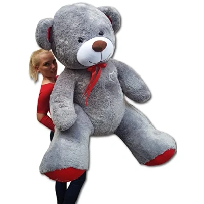 Afbeelding van Odolplusz XXL teddybeer beer 1,9 m grijs knuffelbeer 190 cm Teddy pluche knuffeldier