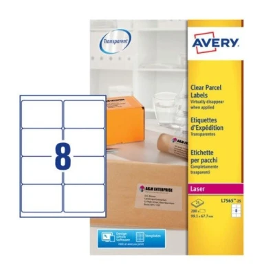 Afbeelding van Etiket Avery L7565 25 99.1x67.7mm transparant 200stuks