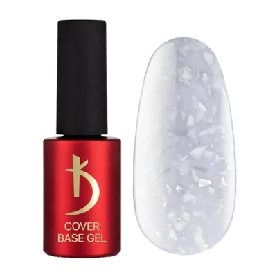 Afbeelding van K Professional Base Coat Gel Cover Milky Grey Flakes Camouflage 7 ml Onderlak UV nagellak gelnagels melkgrijze vlokken camouflagekleur glitter confetti LED