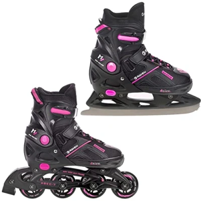 Afbeelding van RAVEN 2in1 skates Inline Inliner Pulse verstelbaar (Zwart/Fuchsia, 37 40(23,5cm 26cm))