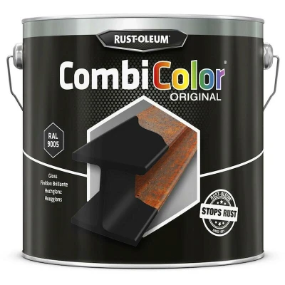 Afbeelding van rust oleum combicolor hoogglans ral 9005 zwart 2.5 ltr
