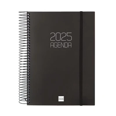 Afbeelding van Finocam Ondoorzichtige spiraalplanner 2025, 1 dag per pagina januari 2025 december (12 maanden), zwart Frans