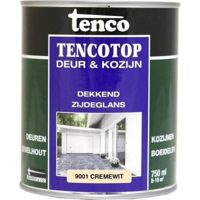 Afbeelding van Tenco TencoTop Deur &amp; Kozijn Dekkend Zijdeglans 0,25 ltr crèmewit (RAL 9001) Buiten onderhoud