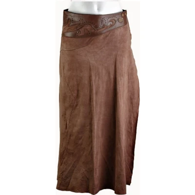 Afbeelding van Doenya maxi omslagrok suede Boho (bruin)