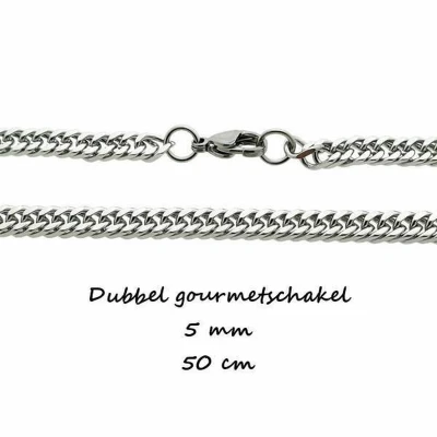 Afbeelding van Gourmetketting 50cm 5mm Staal Zilverkleurig Heren Dames
