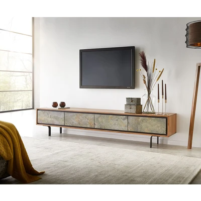 Afbeelding van TV meubel Juwelo 200x35x40 acacia natuursteen zwart