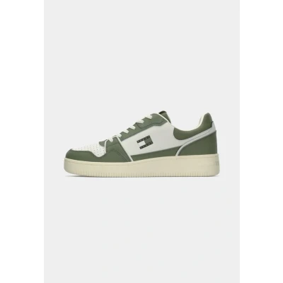 Afbeelding van Tommy Jeans Retro Sneakers laag, Heren, Maat: 42, Ecru/aruba green Leer en textiel