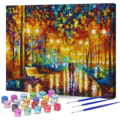Afbeelding van Rubye® Schilderen op Nummer Volwassenen Romantisch Park Inclusief Verf en Penselen Canvas Schildersdoek Kleuren 40x50cm