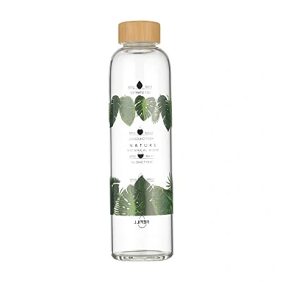 Afbeelding van Grehge ass Water Bottle with Sleeve, Bamboo Lid, Motivational Drinking Time Markings Bpa Free