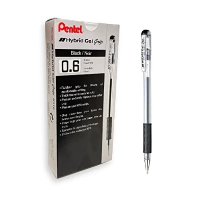 Afbeelding van Pentel Hybrid gel inktroller, 0,6 mm punt, 0,3 lijnbreedte, zwart 12er Pack