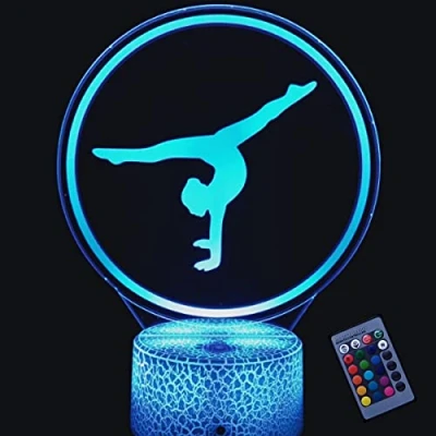 Afbeelding van Creatieve 3D Artistieke gymnastiek Nachtlampje Omgevingslicht 16 Kleuren Veranderende Afstandsbed USB voeding Touch Schakelaar Decorlamp Optische illusielamp LED Tafel Bureaulamp Kinderen Kerst Verjaardagscadeau