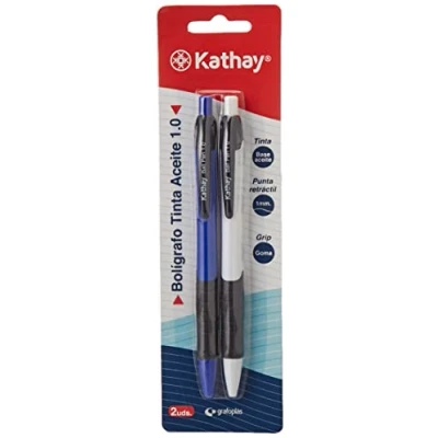 Afbeelding van Kathay 86210499 balpen met olietint, blauw en zwart, punt 1 mm, ideaal voor kantoor