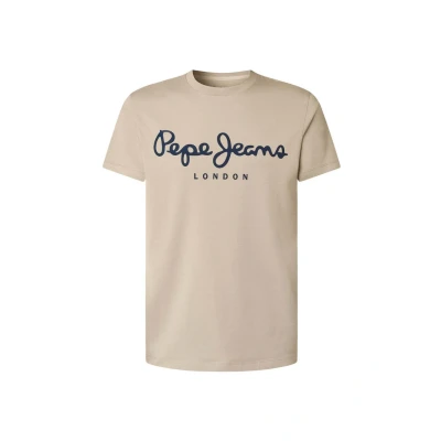 Afbeelding van Pepe Jeans Original Stretch Tshirt print, Heren, Maat: Large, Stone beige