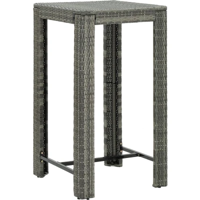 Afbeelding van Tuinbartafel 60,5x60,5x110,5 cm poly rattan grijs