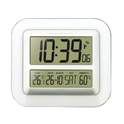 Afbeelding van WS 8006 draadloze wandklok met weergave van temperatuur en vochtigheid