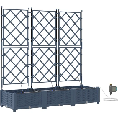 Afbeelding van vidaXL Tuin Plantenbak Grijs Kunststof 120 x 40 126 cm