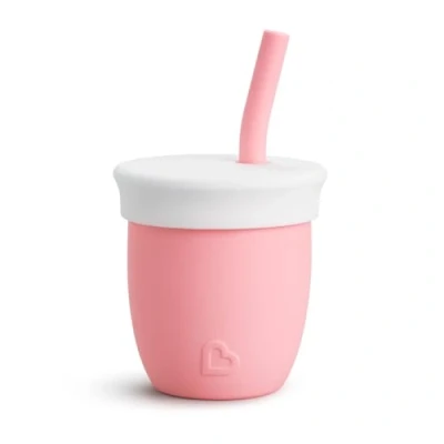 Afbeelding van Munchkin C&#039;est Siliconen! Open Training Cup met rietje voor baby&#039;s en peuters, 6 maanden + Ideale Transition Sippy Cup, Free Flow naar Straw baby peuterslijn, 120 ml, koraal