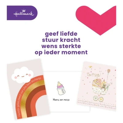 Afbeelding van Wenskaart Hallmark navulset geboorte dochter 6 kaarten