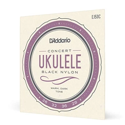 Afbeelding van D&#039;Addario Ukulele Strings EJ53C Concert Black Nylon 26 32 36 28 Snaren