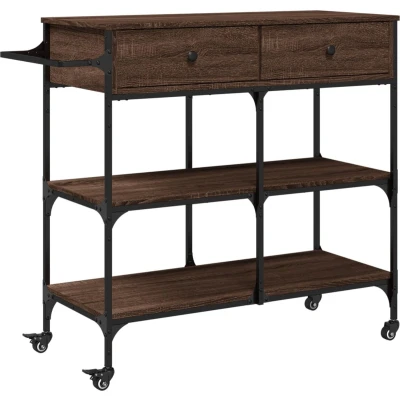 Afbeelding van vidaXL Keukentrolley 105x42x95 cm bewerkt hout bruin eikenkleurig