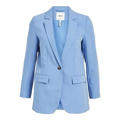 Afbeelding van OBJECT rechtvallende blazer OBJSIGRID van gerecycled polyester lichtblauw