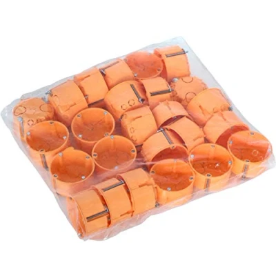 Afbeelding van Meister Hollewanddoos inbouw 45 mm diep oranje 25 stuks Ø 68 freesgat voor het inbouwen van schakelaars en stopcontacten/aansluitdoos/schakeldoos/hollewand apparaatdoos / 7464140
