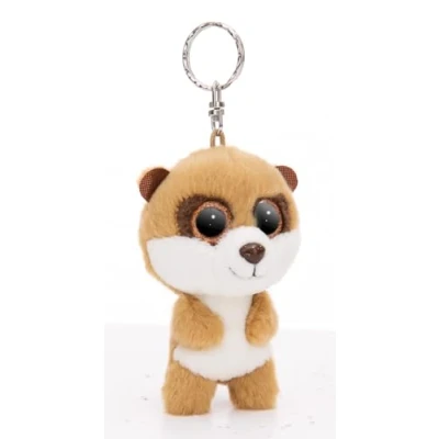Afbeelding van sleutelhanger GLUBSCHIS Stokstaartje Speeky 9 cm bruin Metgezel knuffeldierhanger met sleutelring voor sleutelkoord, tas, rugzak en meer
