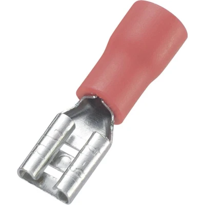 Afbeelding van TRU COMPONENTS 745136 Platte stekker (female) Insteekbreedte: 4.8 mm Insteekdikte: 0.8 180 Deels geïsoleerd Rood 1