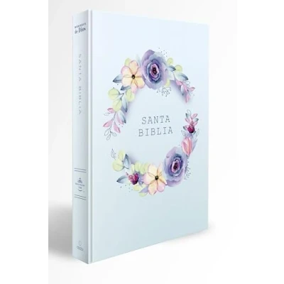 Afbeelding van Biblia RVR 1960 letra grande, manual, tapa dura con nombres de Dios, flores azul / Spanish Bible Handy Size, LP, HC with Names of God, blue flowers