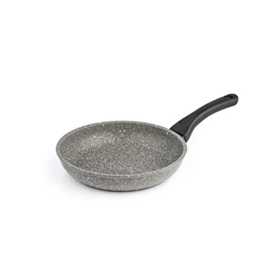 Afbeelding van BARAZZONI Monolitica Aluminium koekenpan steenlook met marmotech coating en bodem inductiebodem aluminium/staal, Ø 28 cm, Made in Italy, grijs