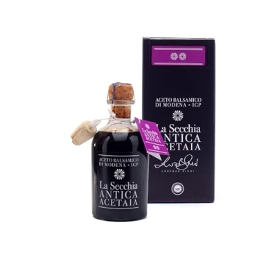 Afbeelding van La Secchia Balsamico Azijn van Modena IGP &quot;Twee sterren&quot;, Gerijpt in 8 Eikenhouten Vaten, Medium Lage Dichtheid, 250 ml Fles met Kurken Doseerdop, Handgemaakte