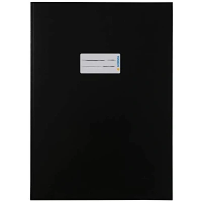 Afbeelding van HERMA 19745 Kartonnen notitieboekjes, DIN A4, boekhoezen met tekstveld, van stevig en extra sterk papier, set 10 stuks, voor schoolschriften, zwart